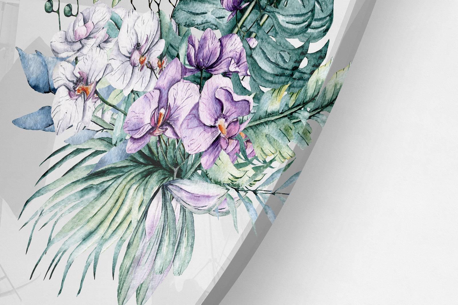 Orchid Composition Printed Transparent Acrylic Circle