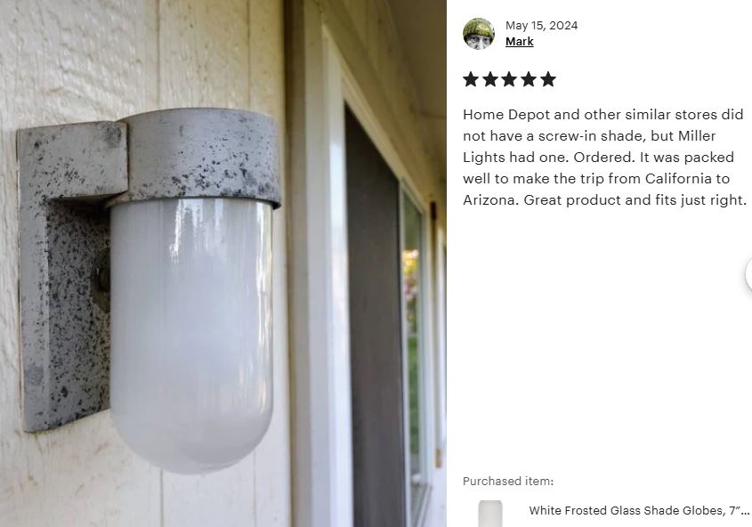 7"x 3" White Frosted Jelly Jar Glass Globe Replacement - Cylinder Screw-Base