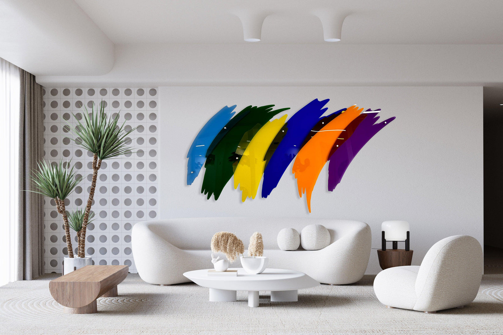 Oversized Multicolor Brush Transparent Acrylic Art