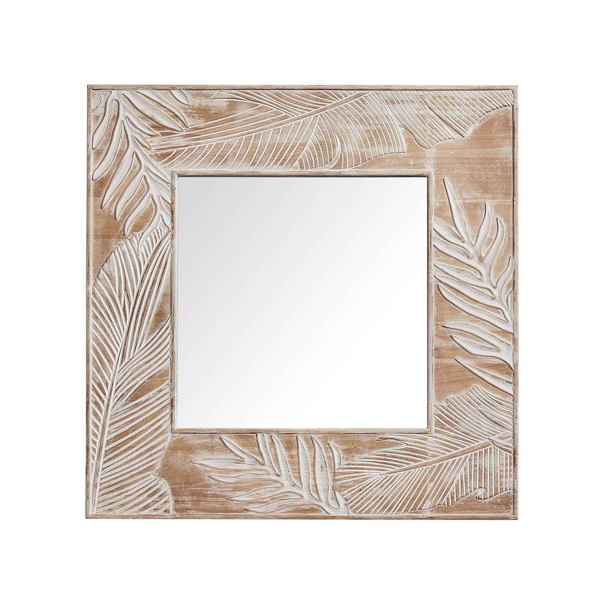 Parrot Uncle Frame for Mirrors Traditional Square Mirror Vintage Wall Decoration with Leaf Pattern