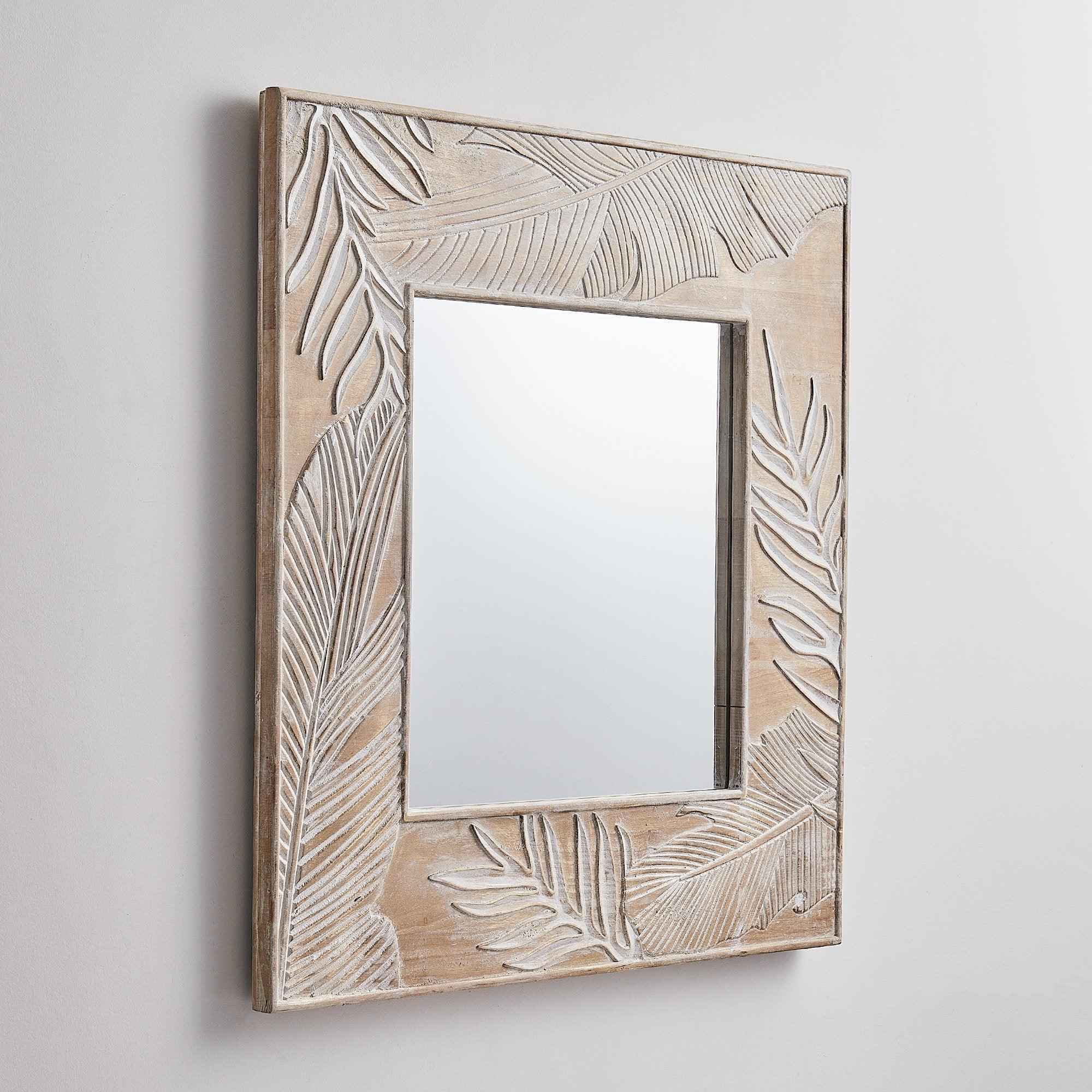 Parrot Uncle Frame for Mirrors Traditional Square Mirror Vintage Wall Decoration with Leaf Pattern