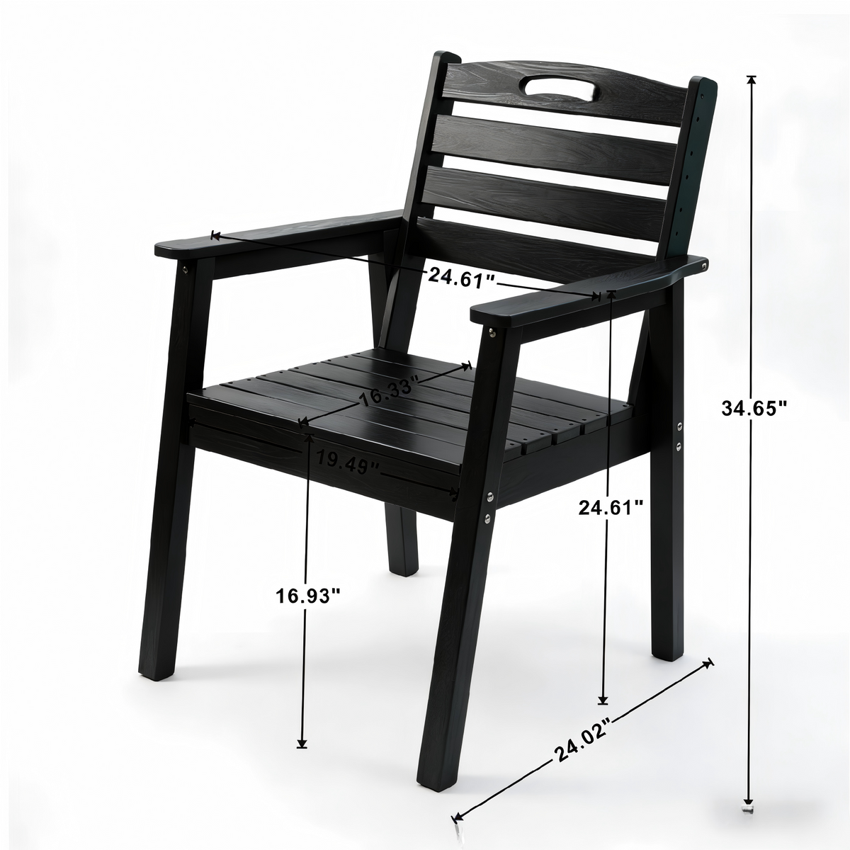 HDPE Outdoor Patio Dining Set with 6 Chairs - Weather-Resistant Black