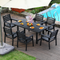 HDPE Outdoor Patio Dining Set with 6 Chairs - Weather-Resistant Black
