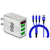 PBG 3 port LED Display Wall Charger and 3 in 1 Cable Bundle Blue