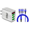PBG 3 port LED Display Wall Charger and 3 in 1 Cable Bundle Blue
