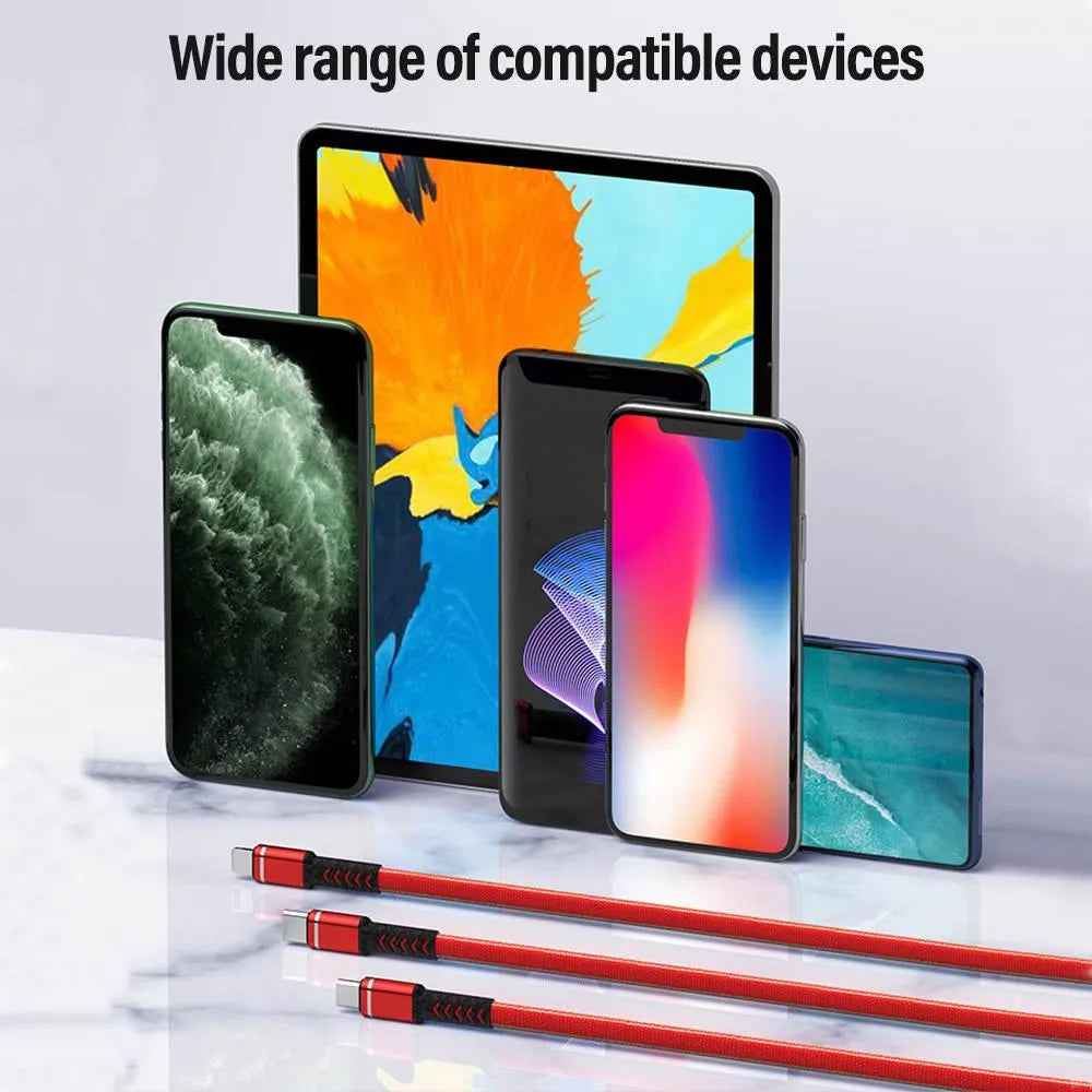PBG 3 port LED Display Wall Charger and 3 in 1 Cable Bundle Silver