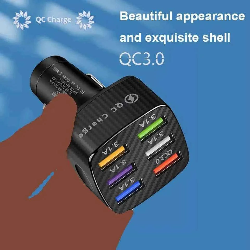 PBG 3 Port LED Voltage Wall Charger and 6 Port Car Charger Black/Black