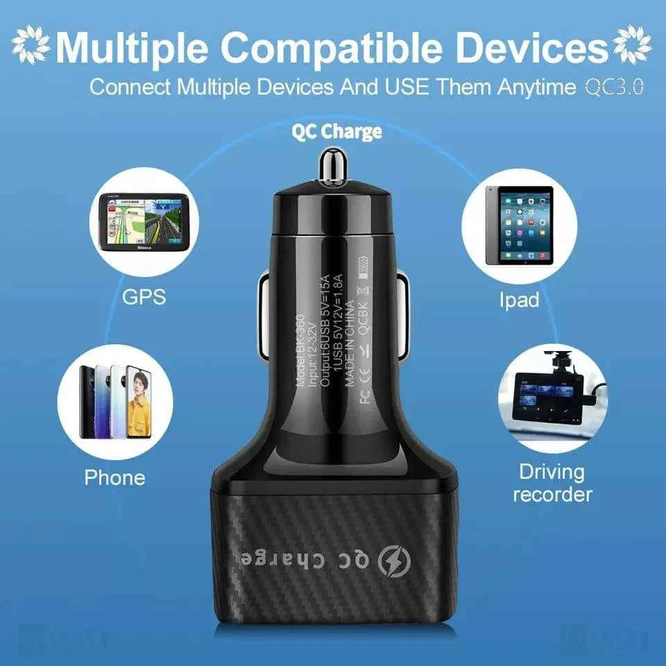 PBG 3 Port LED Voltage Wall Charger and 6 Port Car Charger White/White