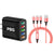 PBG Black 5-Port LED Wall Charger & QC 3-in-1 Nylon Braided Fast Charging Cable