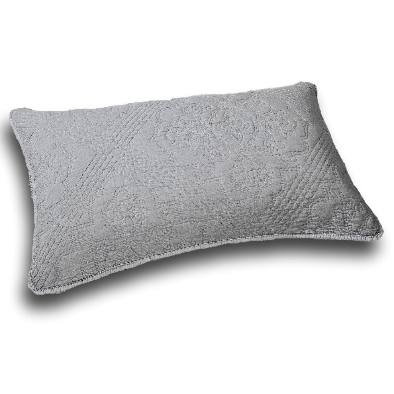 DaDa Bedding Floral Stone Wash Grey Diamond Pattern Quilted King Size Pillow Sham - 20” x 36” (JHW855)