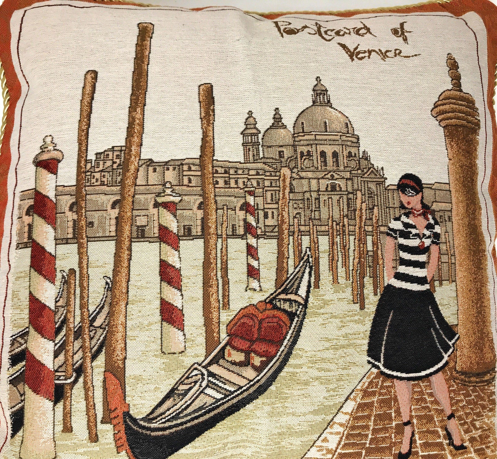 DaDa Bedding Set of 2-Pieces Postcard of Venice Tapestry Throw Pillow Covers w/ Inserts - 18