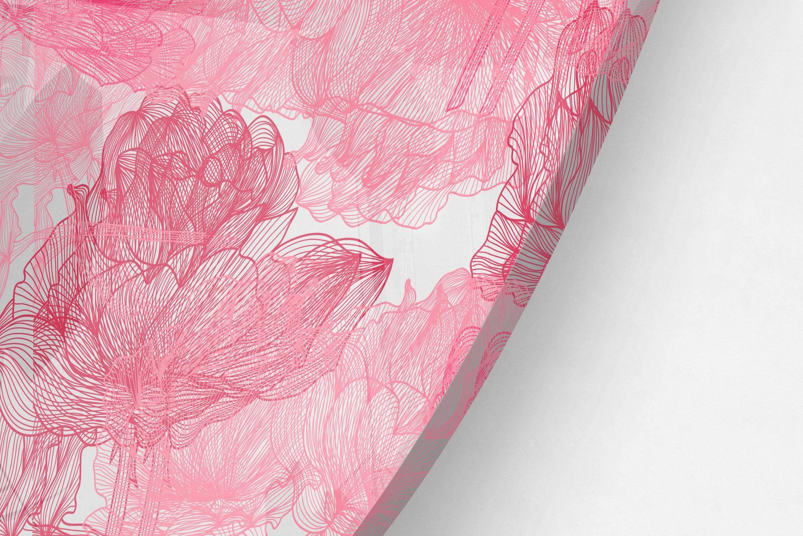 Pink Floral Pattern Printed Transparent Acrylic Circle