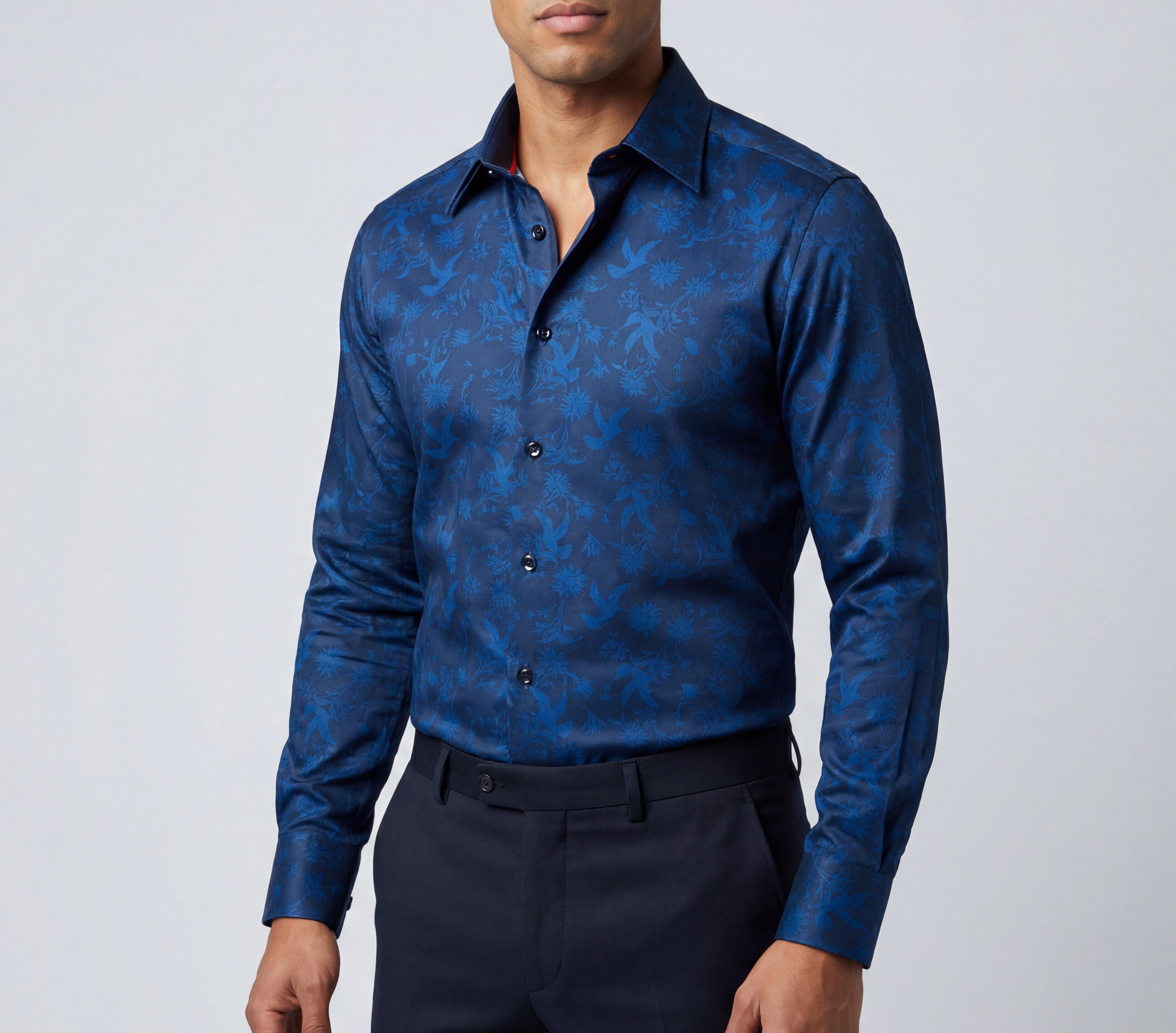 James  Button-Up Shirt With Contrast Details // Navy // Contemporary Fit (Regular)- final sale