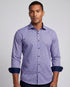 Long Sleeve Blue Shirt with contract trimming // Dual cuffs // contemporary fit
