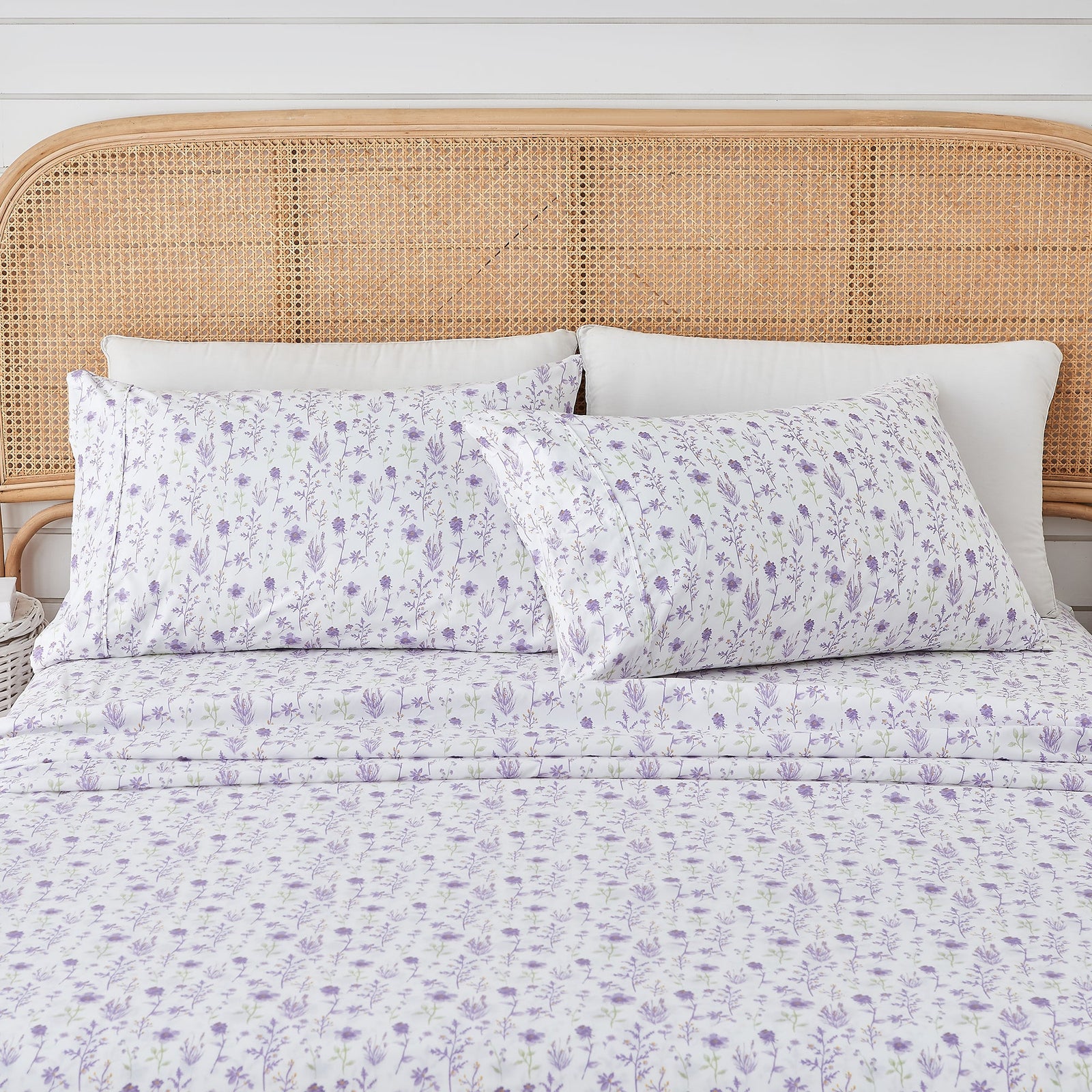 4 Piece Watercolor Floral Microfiber Sheet - Delia Collection