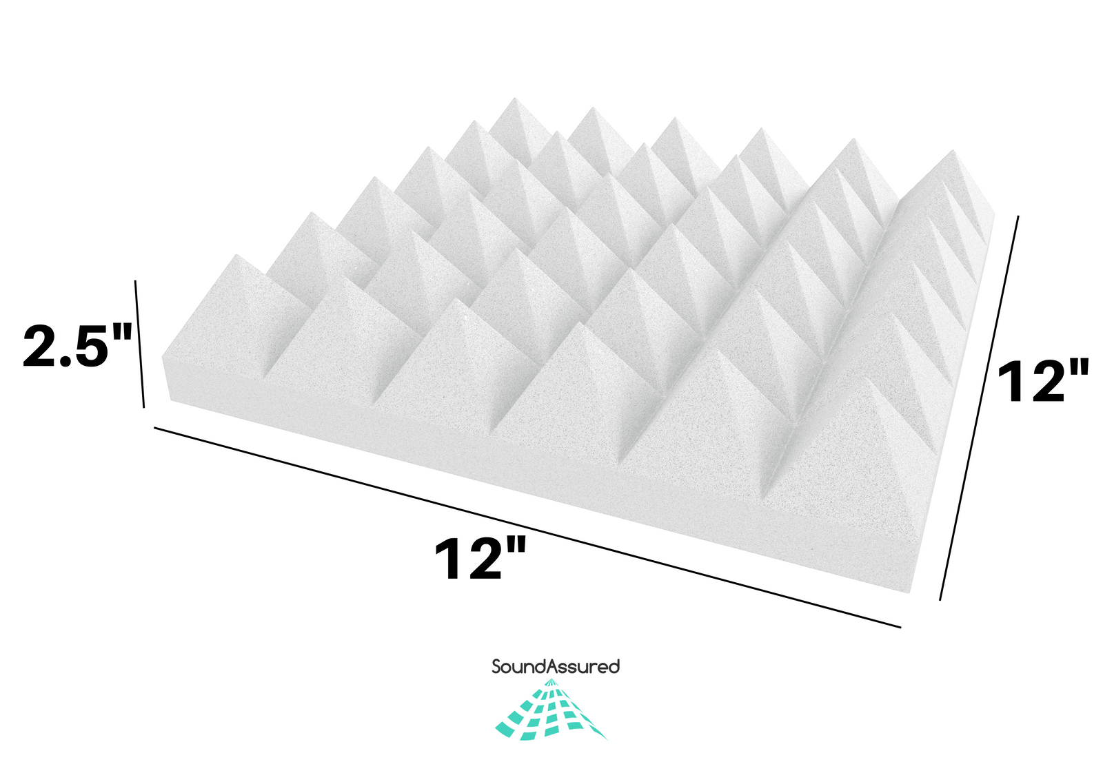 White Acoustic Foam Panels - 12x12x2.5