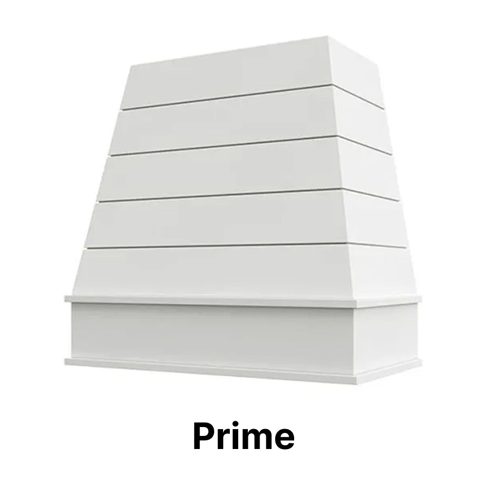 Wood Range Hood With Tapered Shiplap Front and Block Trim - 30