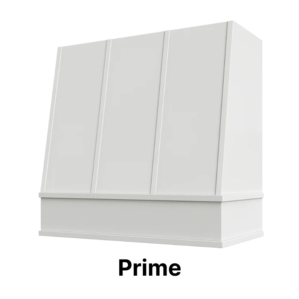 Wood Range Hood With Angled Strapped Front and Block Trim - 30