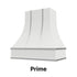 Wood Range Hood With Curved Front, Silver Strapping and Block Trim - 30", 36", 42", 48", 54" and 60" Widths Available