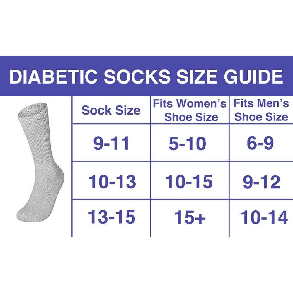 3-12 Pairs Health Circulatory Crew Cotton Diabetic Socks White 9-11 10-13 13-15