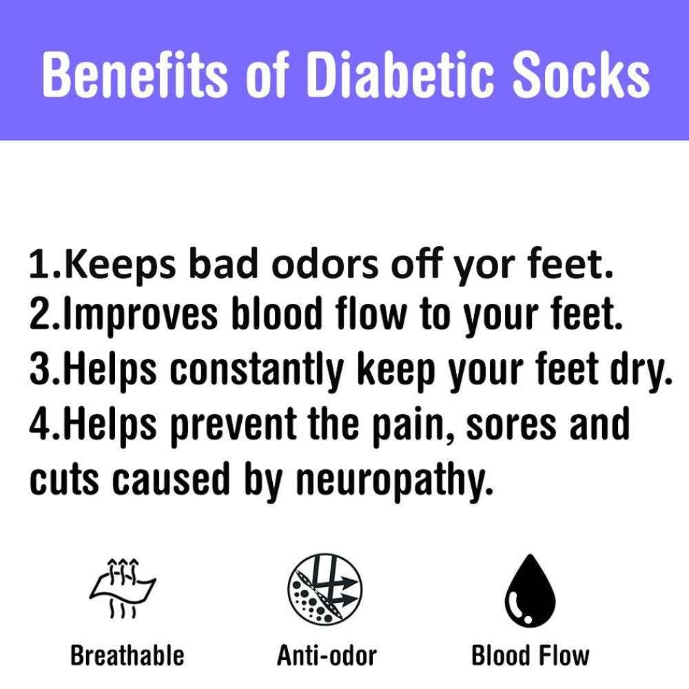 3-12 Pairs Health Circulatory Crew Cotton Diabetic Socks White 9-11 10-13 13-15