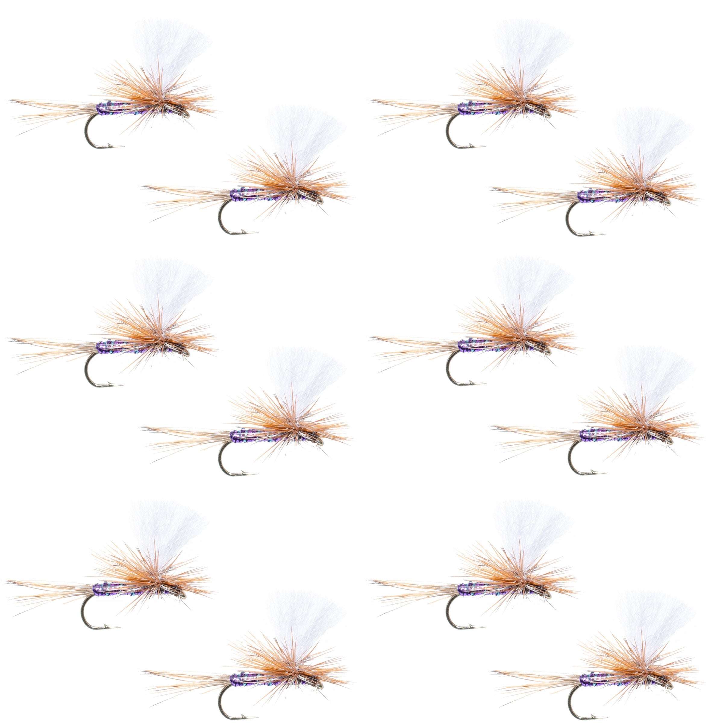 Parachute Super Flash Purple Haze Dry Fly - 12 Flies Size 14