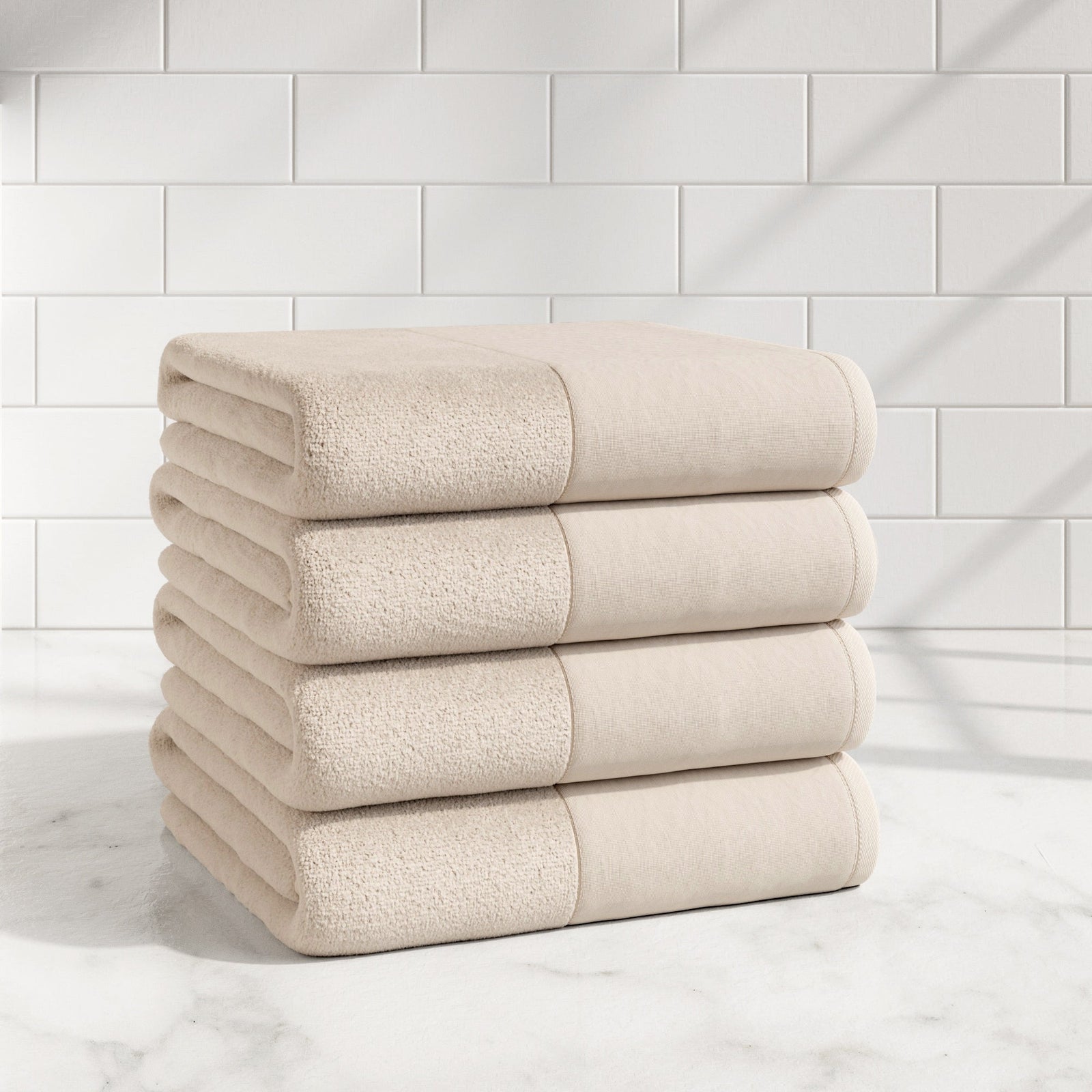 Cotton Linen-Like Border 6-Piece Towel Set - Priya Collection