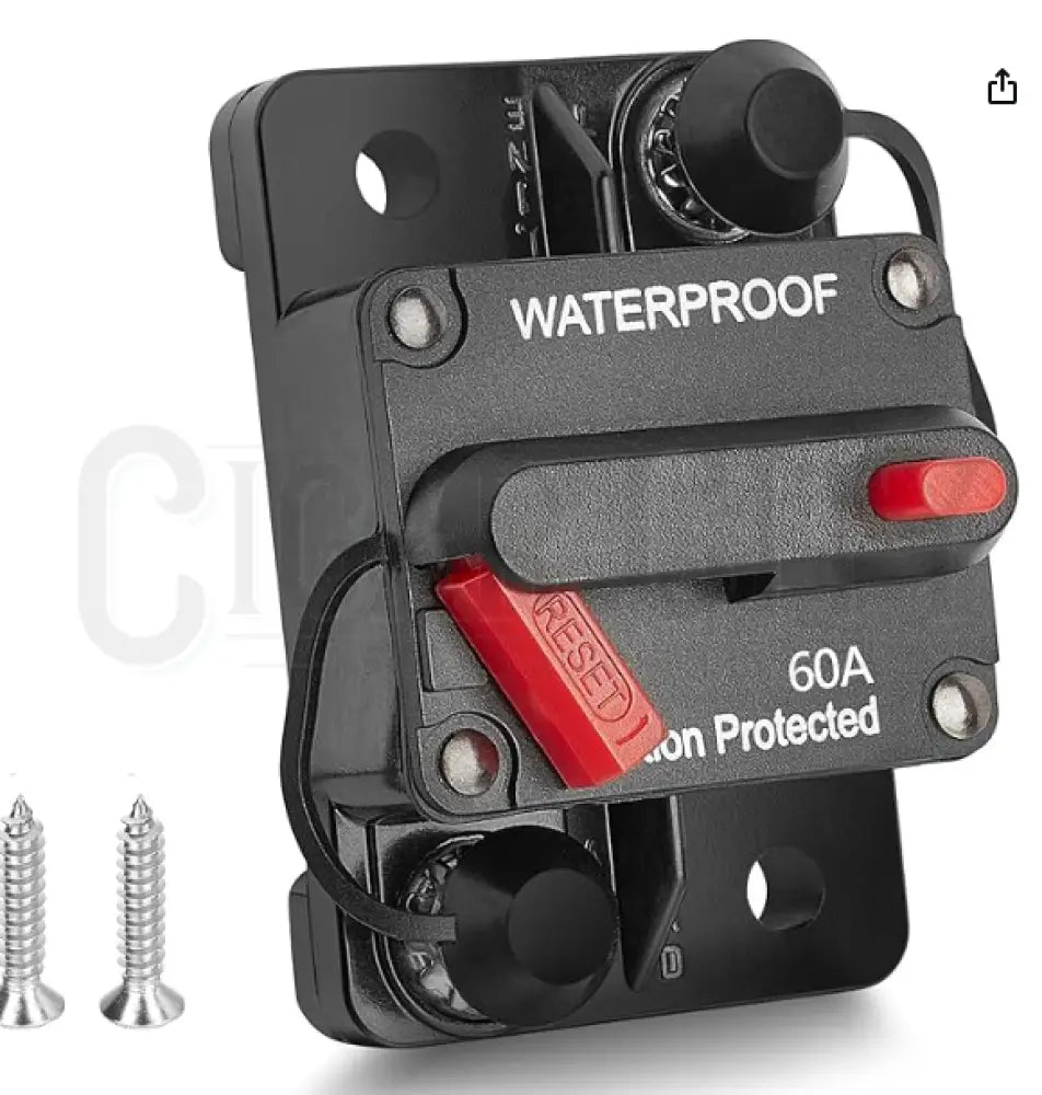 RED WOLF 60Amp Circuit Breaker for Boat Trolling Motor Marine ATV Trailer Vehicles Stereo Audio Electronic Battery Solar System Inline Fuse with Manual Reset Switch Waterproof DC 12V-48V