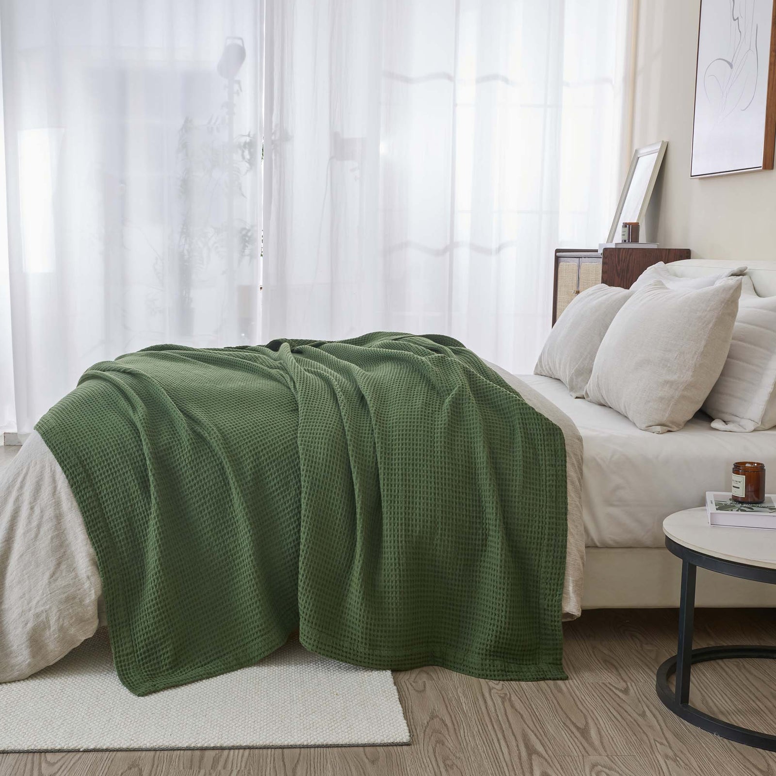 100% Cotton Waffle Weave Blanket - Mikala Collection