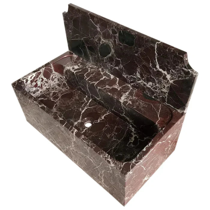Rosso Levanto Marble Wall-mount Bathroom Sink with 11
