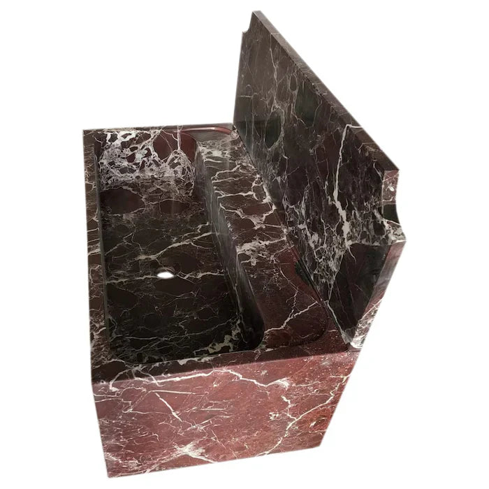 Rosso Levanto Marble Wall-mount Bathroom Sink with 11