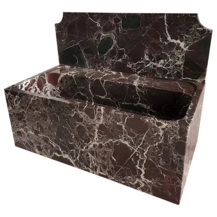 Rosso Levanto Marble Wall-mount Bathroom Sink with 11