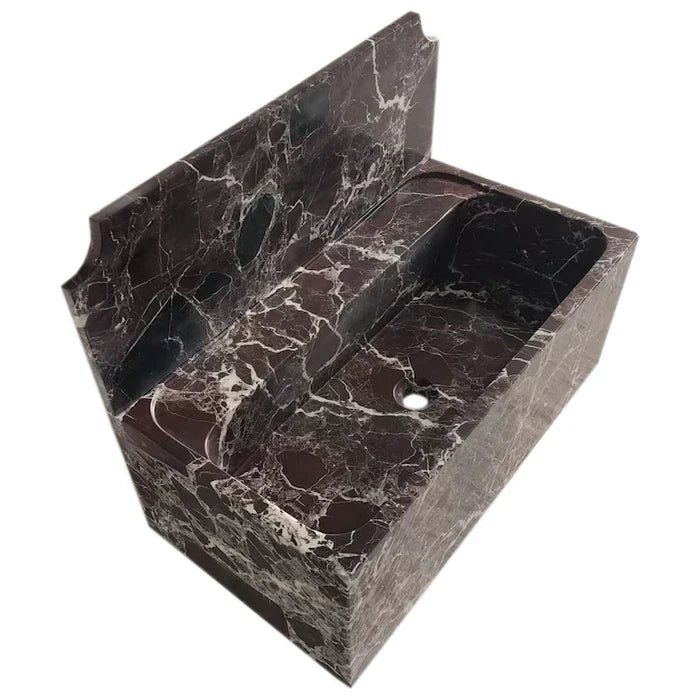 Rosso Levanto Marble Wall-mount Bathroom Sink with 11