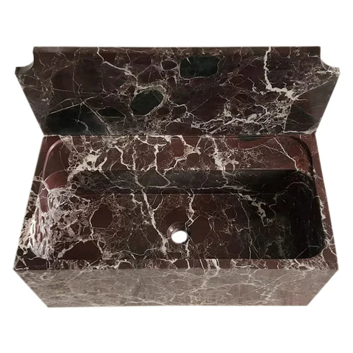 Rosso Levanto Marble Wall-mount Bathroom Sink with 11