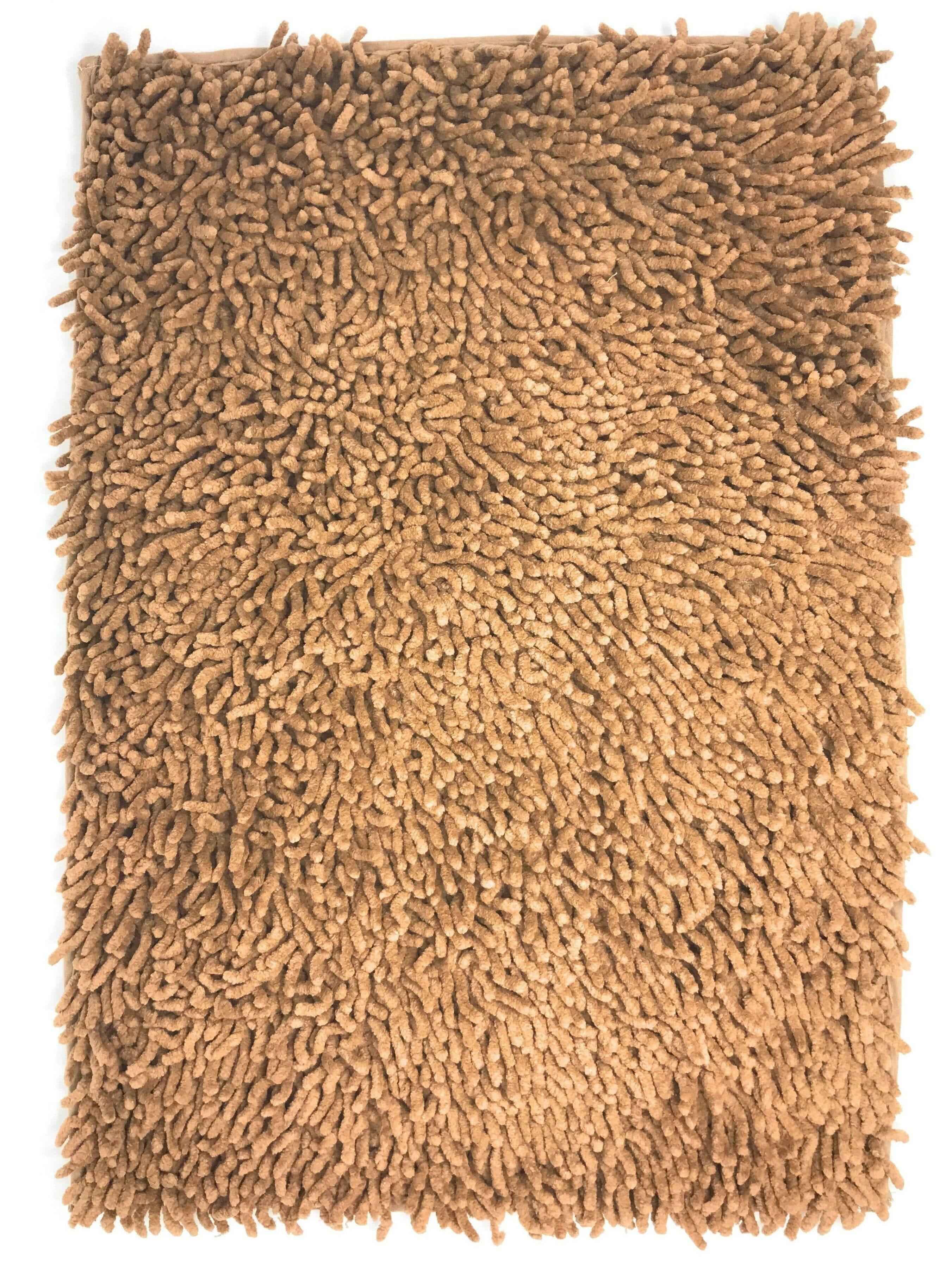 DaDa Bedding Coffee Brown Shaggy Soft Chenille Noodle Carpet Rug Bath Mat
