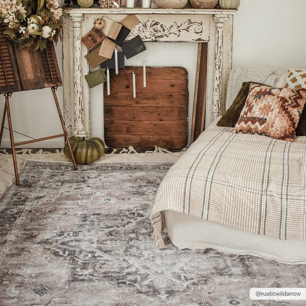 Fatih Flat Pile Washable Rug