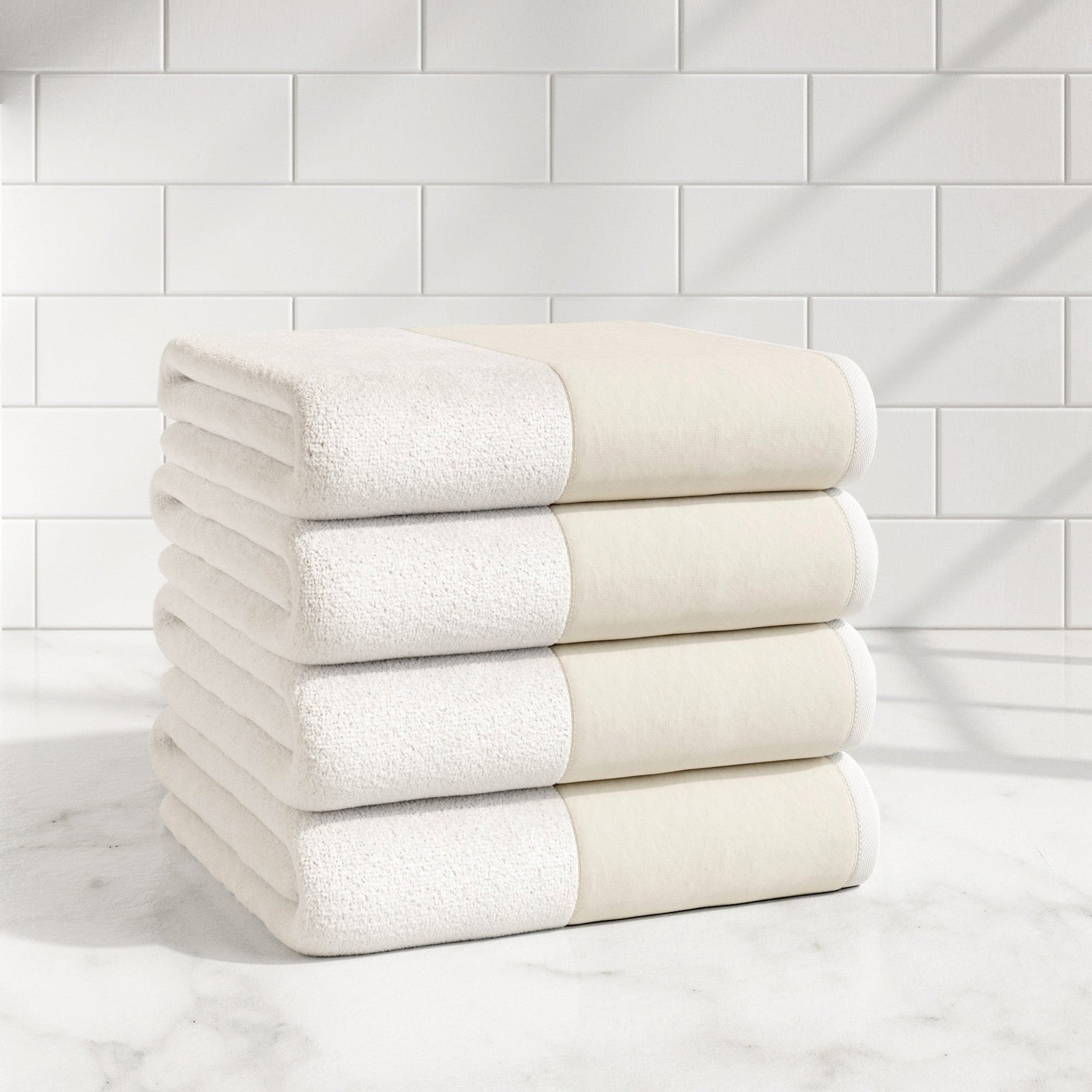 Cotton Linen-Like Border 6-Piece Towel Set - Priya Collection