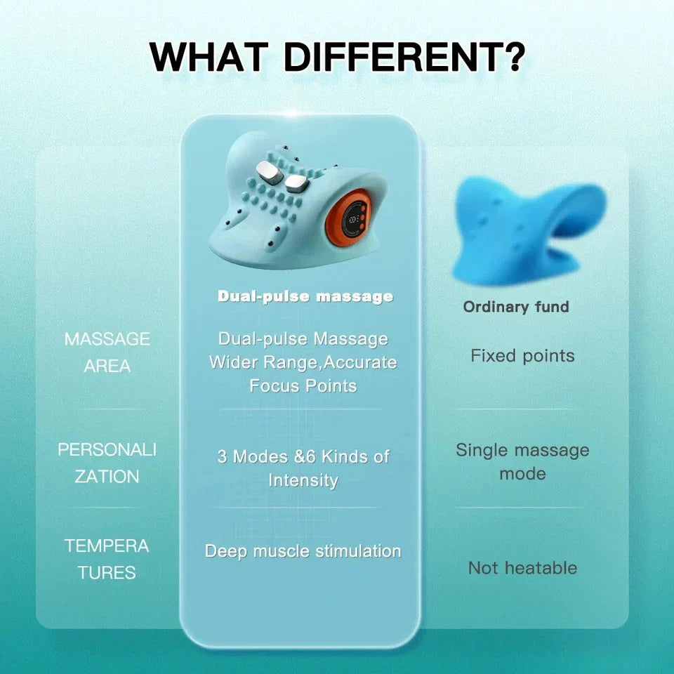 Electric Neck Massager Cervical Pillow EMS Traction Heating Vibration Massage