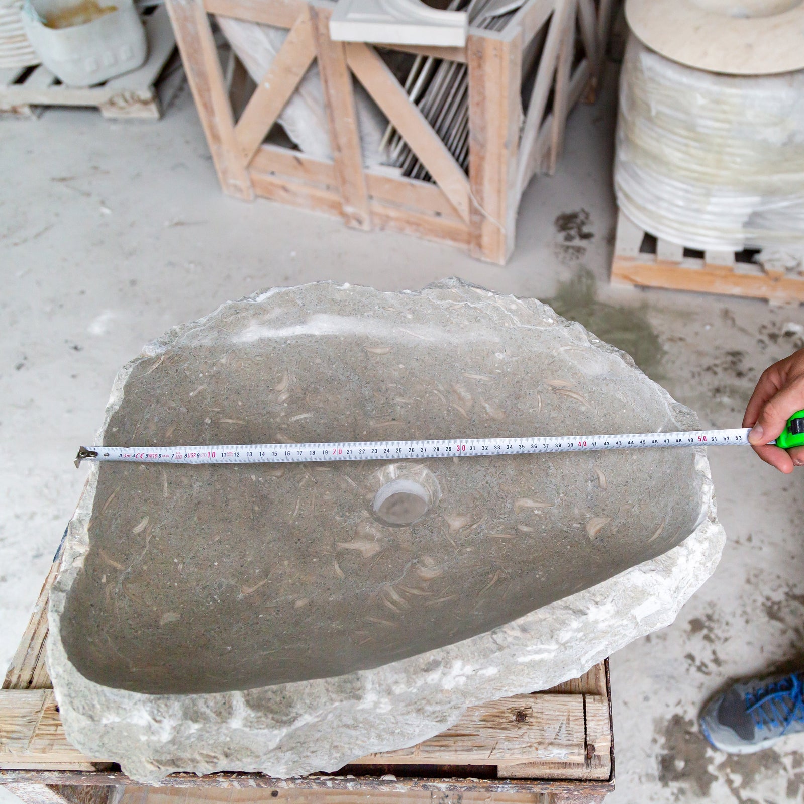 Seagrass Fossil Limestone Rustic Natural Stone Vessel Sink (W)16