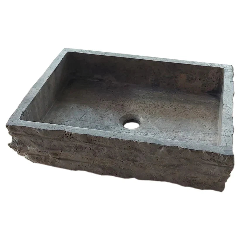 Silver Travertine Wall-mount Bathroom Sink Split-face Outside (W)16