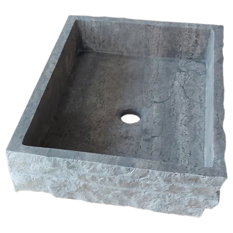 Silver Travertine Wall-mount Bathroom Sink Split-face Outside (W)16