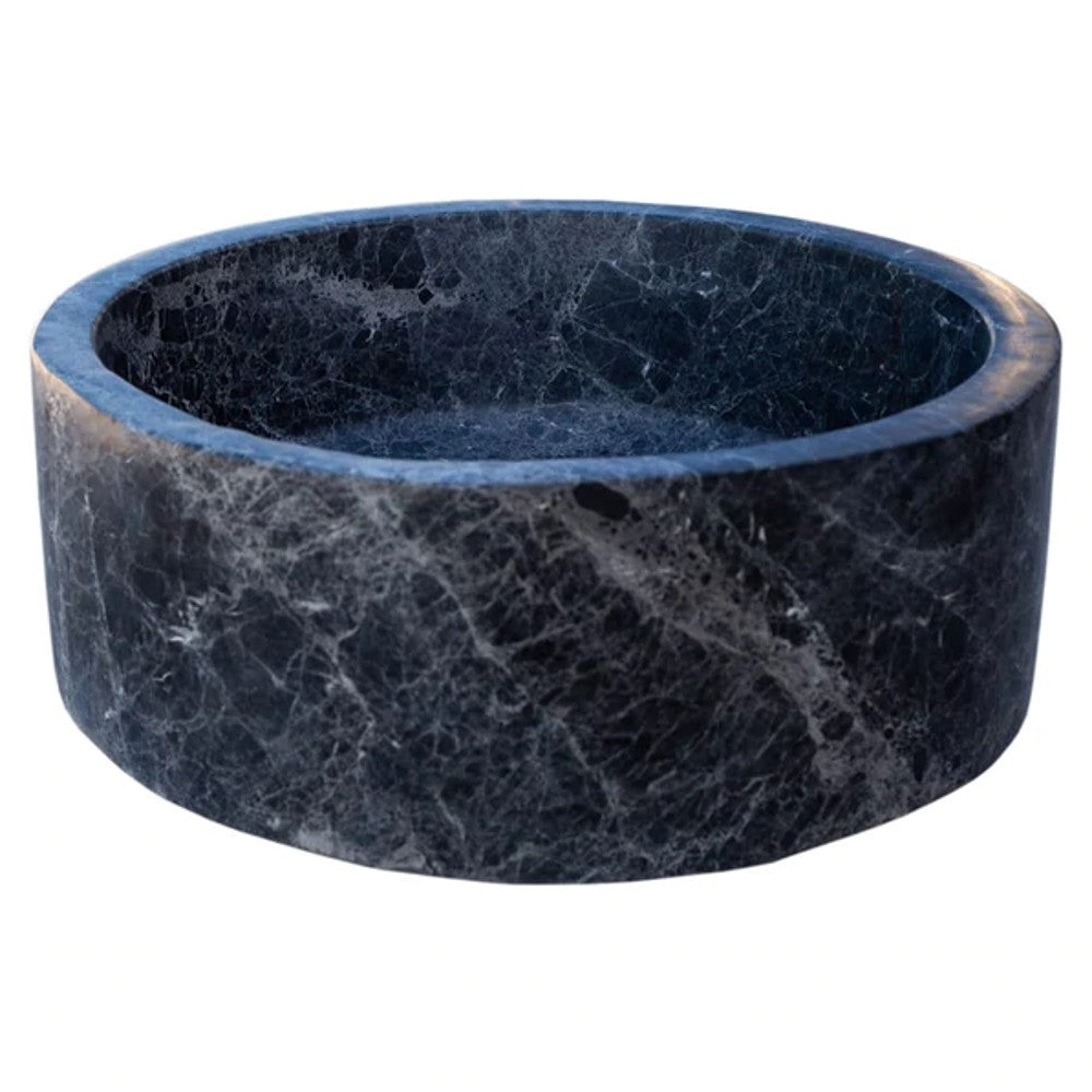 Natural Stone Sirius Black Marble Vessel Sink Polished (D)16.5