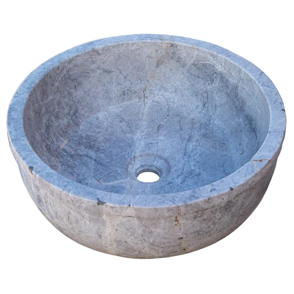 Natural Stone Sirius Silver Marble Self-Rimming Vessel Sink Polished (D)16