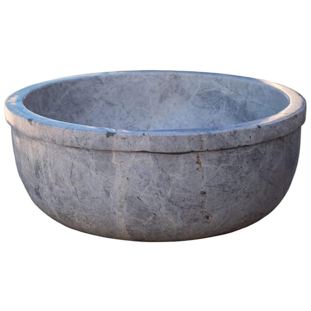 Natural Stone Sirius Silver Marble Self-Rimming Vessel Sink Polished (D)16