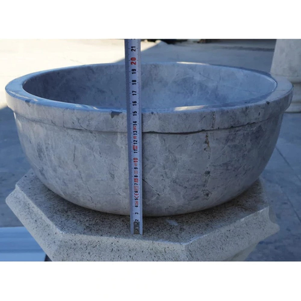 Natural Stone Sirius Silver Marble Self-Rimming Vessel Sink Polished (D)16