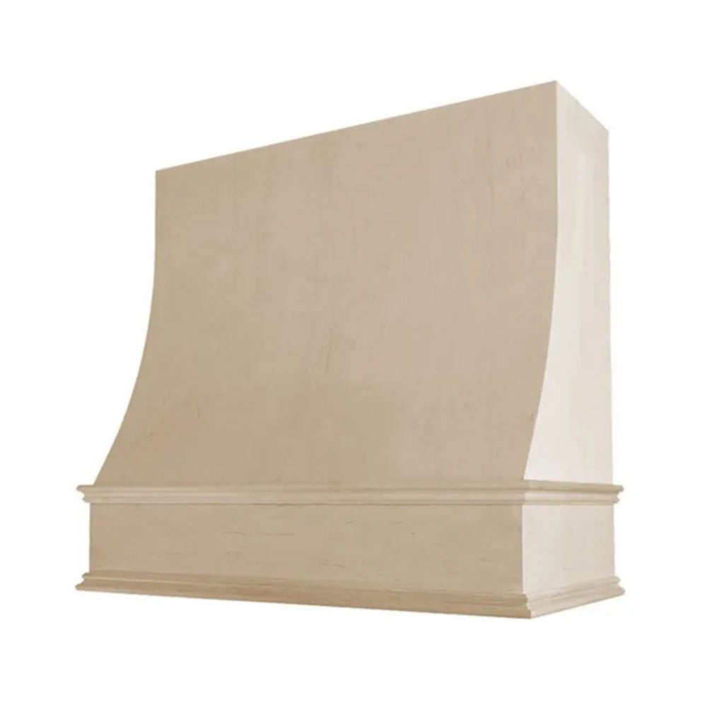 Unfinished Wood Range Hood With Sloped Front and Decorative Trim - 30