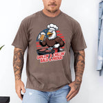 Grillin’ & Chillin’, Bald & Proud T-Shirt – Patriotic Bald Eagle BBQ Vintage Tee