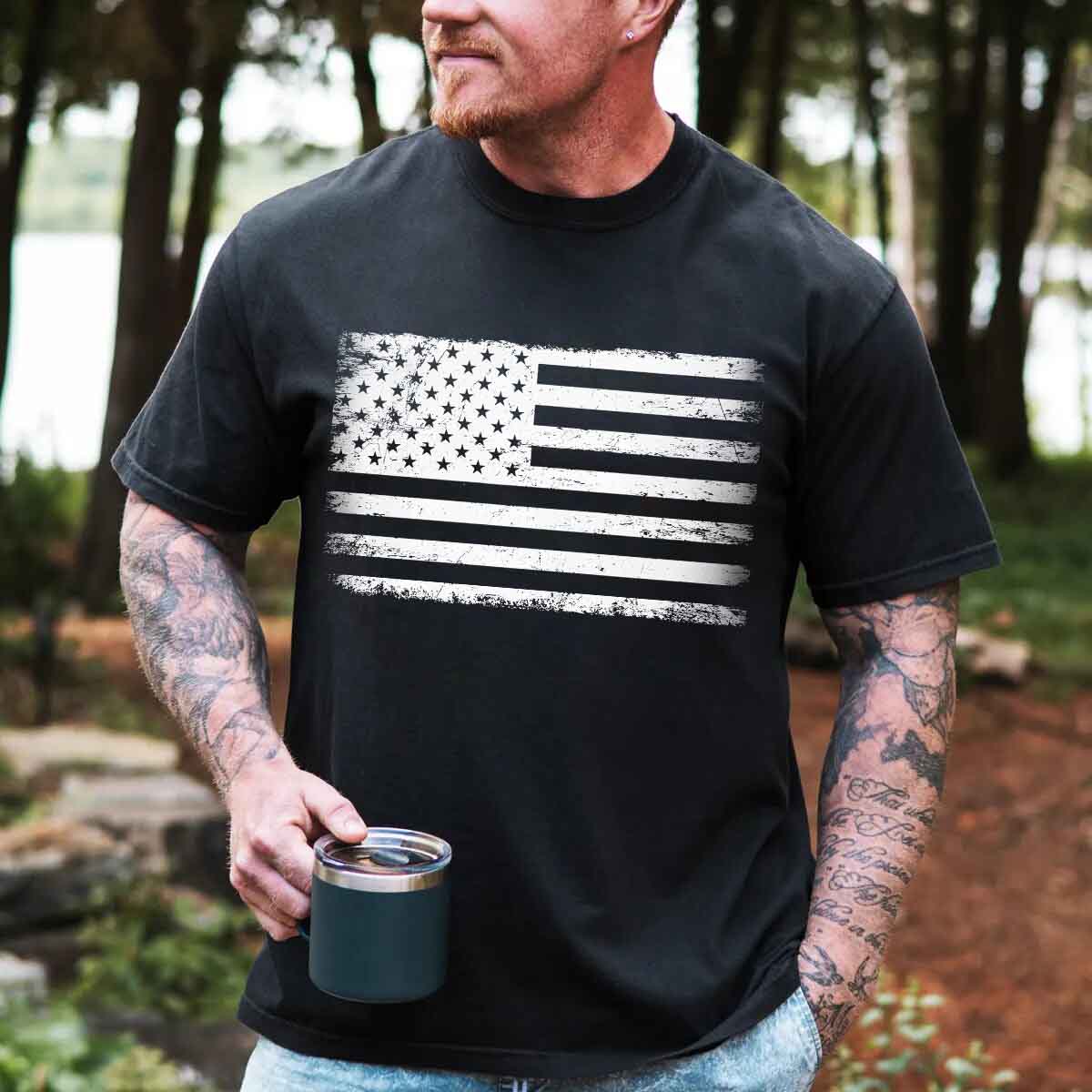 Rogue Style USA Distressed Flag Unisex T-Shirts