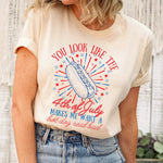 You Look Like the 4th of July Hot Dog Shirt – Funny Independence Day T-Shirt