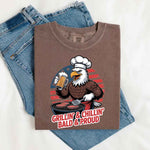 Grillin’ & Chillin’, Bald & Proud T-Shirt – Patriotic Bald Eagle BBQ Vintage Tee